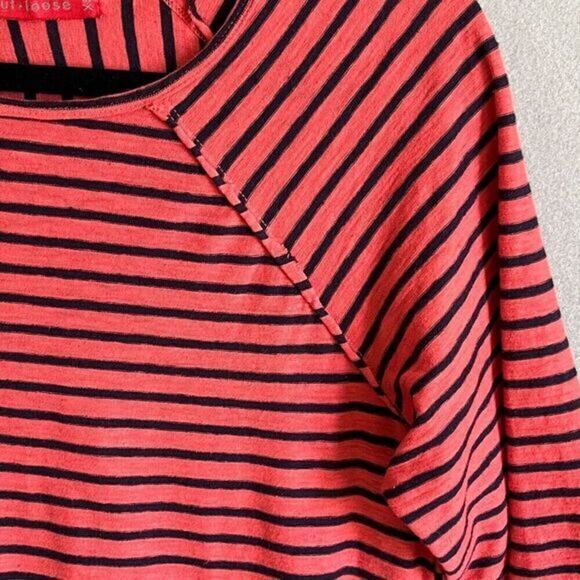Cut Loose Long Sleeve Top XS Striped Red/Navy Ruched Back Nautical Lagenlook - Picture 9 of 12
